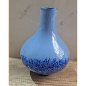 Blue glass Decorative Vase With Unique Bubble Pattern Farmhouse cottage MCM